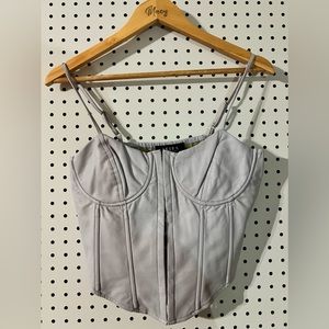 BE ABOUT IT SLEEVELESS FAUX LEATHER CORSET | L